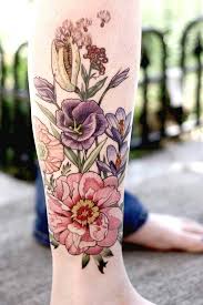 Floral Leg Sleeve Using Muted Colors And Dainty Lines Tattoo Inspiration Beautiful Flower Tattoos Tattoos Flower Tattoo Designs
