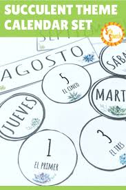 Printable Calendar Set For Your Spanish Classroom In A Fun Succulent Theme Print And Dec High School Spanish Classroom Spanish Lesson Plans Homeschool Spanish