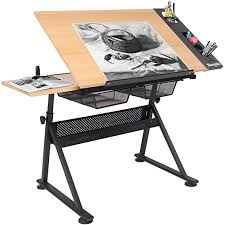 Amazon Com Bonnlo Professional Drafting Desk Wooden Drawing Table Height Adjustable Tiltable Tabletop W Drawing Table Wooden Drawing Table Drawing Table Desk