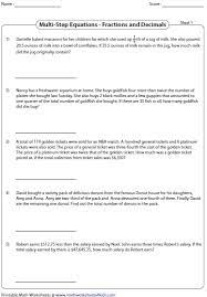 Multi Step Equation Word Problems Fractions And Decimals Word Problem Worksheets Fraction Word Problems Word Problems