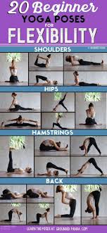 20 Beginner Yoga Poses For Flexibility Free Printable Beginner Yoga Workout Yoga For Beginners Yoga For Flexibility