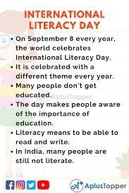 We are providing a long speech on national constitution day of 500 words and a short speech on indian culture of 150 words along with ten lines on the a few departments of the government of india celebrated the first constitution day of 2015. 10 Lines On International Literacy Day For Students And Children In English A Plus Topper
