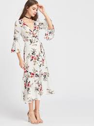 Fabric Fabric Has No Stretch Season Summer Type Wrap Pattern Type Floral Sleeve Length Three Quarter Length Slee Vestidos Vestidos Casuais Moda Evangelica