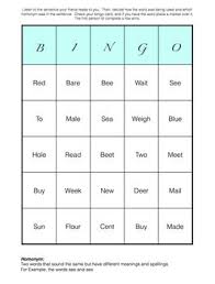 Twitch Bits To Dollars Homonym Bingo Bingo Literacy Center Activity Different Words