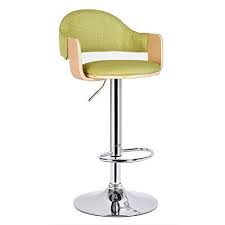 Amazon Com Adeco Green Fabric And Light Color Wood Cushioned Hydraulic Lift Adjustable Barstool Low B Modern Bar Stools Adjustable Bar Stools Wood Bar Stools