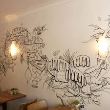 First Drips Of This Fun Cafe Mural At The Famous Janeks In Bowral Bowral Southcoast Mural Cafe Coffee Shop Interior Design Mural Mural Art