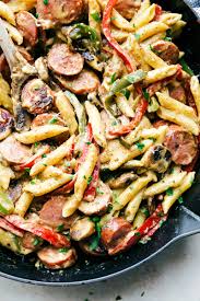 Maybe you would like to learn more about one of these? Easy One Pot Creamy Cajun Sausage Pasta And Veggies Made Healthier For You Recipe From Chelseasmessyapron Com Sausage Pasta Recipes Sausage Dinner Recipes