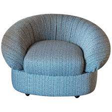 1970s round lounge chair white or blue or green or black woven boucle fabric vintage lounge chair leather lounge chair leather armchair modern
