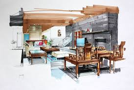 Living Room Interior Design Sketch Stairs Pinned By Www Modlar Com Interior Design Renderings Interior Design Drawings Interior Design Sketches