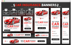 Insurance services horizontal banner with two color flat icons family, real estate, medical, travel and education insurance. Appealing Car Insurance Banner Ads Psd Template Insurance Ads Banner Ads Car Insurance
