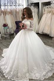 White gold embroidery cristal long sleeve elegant bridal gown wedding dress. Ball Gown Wedding Dresses Loveangeldress