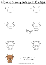 How to draw cute animals easy for beginners. Love To Draw Things How To Draw A Cute Ox In 6 Steps