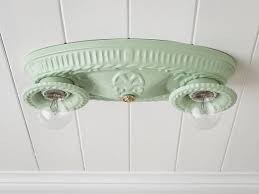 Antique lamp parts & vintage light fixtures. Rewired Vintage Flush Mount Ceiling Light Fixture Jadeite Mint Green Antique Bare Bulb Kitchen Bathroom Bedroom Living Room 1920s 1930s Flush Mount Ceiling Light Fixtures Ceiling Light Fixtures Light Fixtures