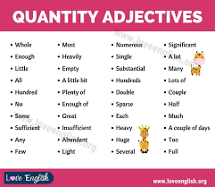 Adjectives Of Quantity 40 Useful Adjectives Of Quantity In English Love English In 2020 Adjectives English Adjectives Learn English Vocabulary