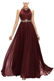 Ellames Beaded Jewel Long Prom Evening Dress With Gold Belt Burgundy Us 14 Bridesmaid Dresses Long Chiffon Evening Dresses Prom Long Bridesmaid Dresses