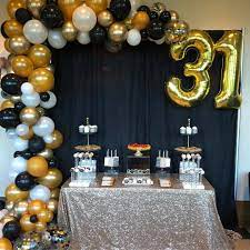 The following birthday party ideas are perfect for a 35th birthday and can be as cost effective as you like. 31st Birthday Party Sweets Table Birthday Party Decorations For Adults Golden Birthday Parties Birthday Party Table Decorations