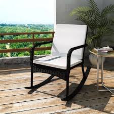 Rattan Rocking Outdoor Chair Cushion Upholstered Armchair Garden Recliner Black Sales Home Garden Discounts Schaukelstuhl Rattan Schaukelstuhl Gartenliege