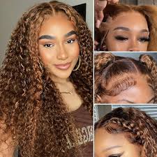 Amazon.com : CYNOSURE Highlight HD Transparent Lace Front Wig Human Hair  Pre Plucked 180% Density Glueless Flawless Hairline Curly Human Hair Wigs  for Black Women 4/30 Colored Wigs(26, 4/30highlight) : Beauty & Personal  Care