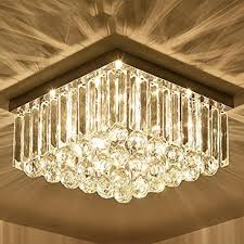Square Rain Drop Crystal Ceiling Light Contemporary Lighting Fixture In 2020 Crystal Ceiling Light Ceiling Lights Flush Mount Ceiling Lights