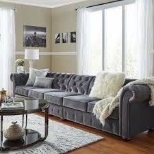 Knightsbridge Dark Grey Extra Long Tufted Chesterfield Sofa By Inspire Q Artisan In 2020 Small Living Room Design Furniture Elegant Living Room