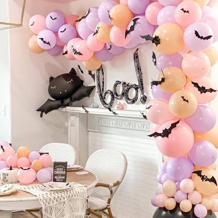 Spooky Cute Halloween Balloon Garland Kit | Pastel Pink and Peach Arch – Ellie's Party Supply