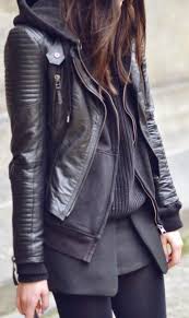 Black Fall Fashion Trend With Hood And Leather Jacket Women Fashion Galaxy Fashion Winter Fashion Fall Fashion Trends