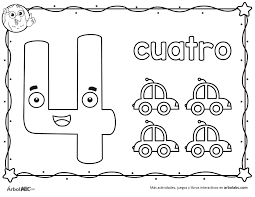 Numero 4 Para Colorear