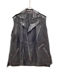 JULIUS (ユリウス) ダブルライダースレザーベスト ブラック サイズ:L