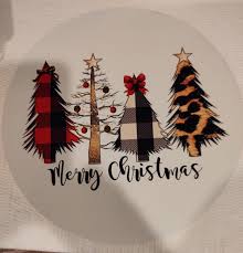 Buffalo Check Merry Christmas Tree Wreath Sign