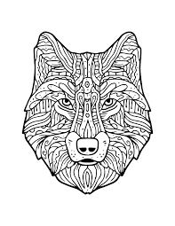 Loup mandala coloriage pour adulte à imprimer. Coloriage Mandala Tete De Loup Novocom Top