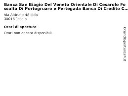 Gli orari del servizio di assistenza ai clienti potrebbero variare. á… Orari Di Apertura Banca San Biagio Del Veneto Orientale Di Cesarolo Fossalta Di Portogruaro E Pertegada Banca Di Credito Cooperativo Soc C Via Altinate 48
