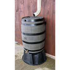Rts Home Accents 50 Gal Rain Barrel With Woodgrain Brass Spigot 55100006005681 The Home Depot In 2020 Rain Barrel Rain Water Collection Barrel
