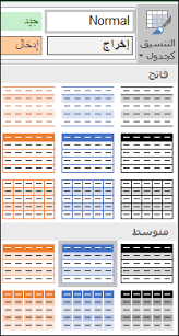 تنسيق جدول Excel دعم Office