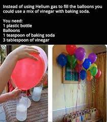 Use Vinegar And Baking Soda To Make Floating Balloons Balloons Diy Diy Ideas Party Decor Easy Diy Diy Birthday Party Diy Birthday Decorations Floating Balloons