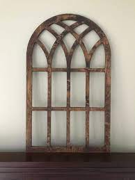 Arched Window Frame Faux Farmhouse Frame Arched Stained Etsy In 2020 Hanging Wall Decor Farmhouse Frames Window Frame Decor