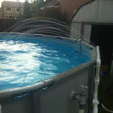 Pvc Waterfall My Hubby And Son Made For Our Pool Pool Landscaping Backyard Pool Decks Backyard