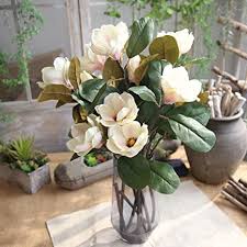 Magnolias with red flowers in wedding bouquets. Amazon Com Allywit Artificial Magnolia Flowers Fake Real Touch Magnolia Bouquet For Indoor Outdoor Wedding Home Garden Patio Home Kitchen