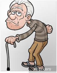 Men speak to animated sun and old man. Poster Vektor Illustration Der Cartoon Des Alten Mannes Pixers Wir Leben Um Zu Verandern