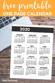 With our calendars, you can start at any month, feature just 8 x 11 / 5.5 x 17, wall calendar 11 x 8, desk calendar 6 x 8, portrait/landscape calendar cards. 2020 Printable One Page Year At A Glance Calendar Paper Trail Design