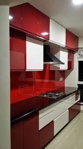 Kitchen Design Red And White In 2020 Parallel Kitchen Design Red And White Kitchen Cabinets Red And White Kitchen