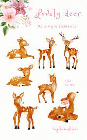 Baby Deer Clipart Pink Watercolor Deer Png Free Commercial Etsy Animal Clipart Nursery Art Decor Baby Deer