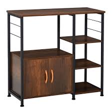 Metal kitchen shelves industrial look desks. Homcom Industrial Storage Shelf Kitchen Cupboard Sideboard Metal Frame End Desk With Cabinet Rack For Dining Room Living Room Fruugo Ie