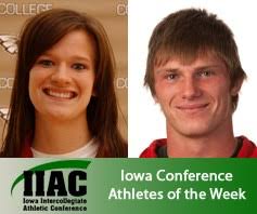 Coe's Finnel and Central's Miller Named IIAC Athletes of the Week