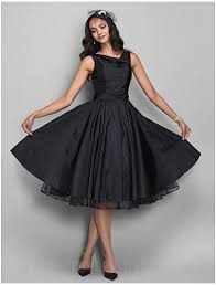 Australia Formal Dresses Cocktail Dress Party Dress Black Plus Sizes Dresses Petite A Line Cowl Short Knee Length Taffeta Vintage Black Dress Prom Party Dresses Chic Dress