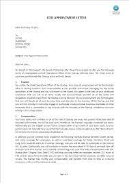 This letter is a formal letter issued by the organisation where the candidate has been employed. Coo Appointment Letter Templates At Allbusinesstemplates Com