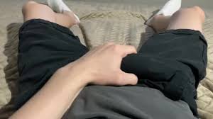 POV Teen Gently Masturbates His Cock Through Pants