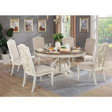 This dining set is perfect for a large dining space. Arcadia Round Dining Room Set Antique White By Furniture Of America Furniturepick