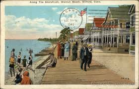 The new milford historical society and museum maintains permanent and temporary exhibits depicting the region's history. Along The Shorefront At Walnut Beach Milford Ct Postcard