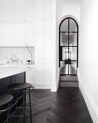 Black Chevron Looks Great In A White Kitchen Contemporary Kitchen Design House Interior House Design