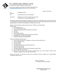 Jasa catering produk makanan dan jasa konveksi. Surat Penawaran Surveyor